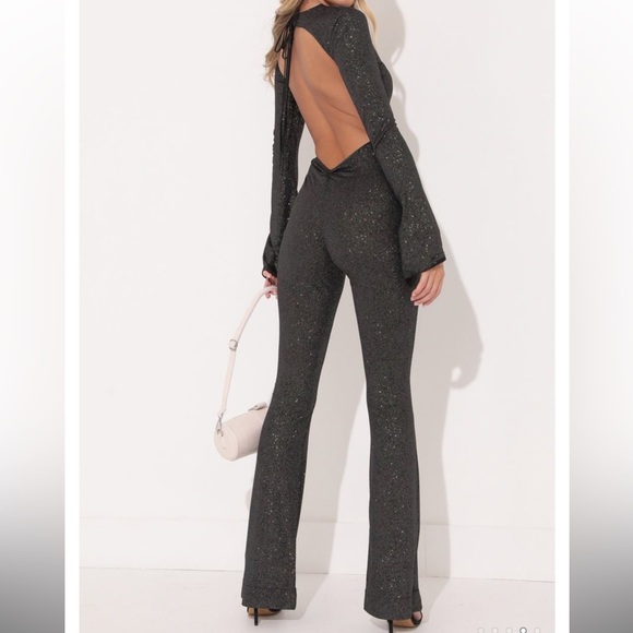 Lucy in the Sky Pants & Jumpsuits Kim Shimmer Jumpsuit In Black